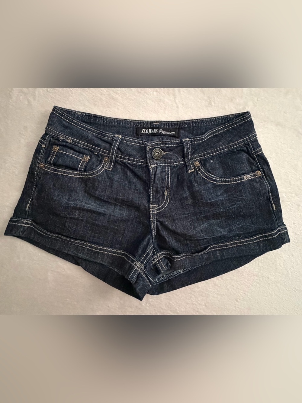 ZCO Jeans Y2K Dark Blue Denim Short Shorts, Size 7
